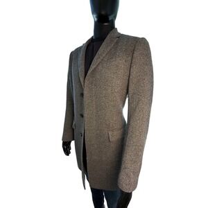 Banana Republic Men's Overcoat Size Medium Gray Houndstooth Italian Fabric
